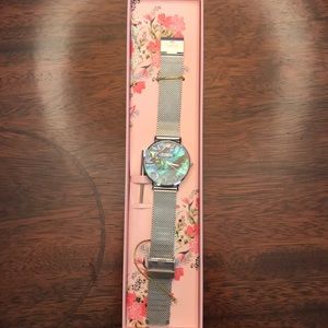 Purelei Abalone Silver Mesh Band Women's Watch